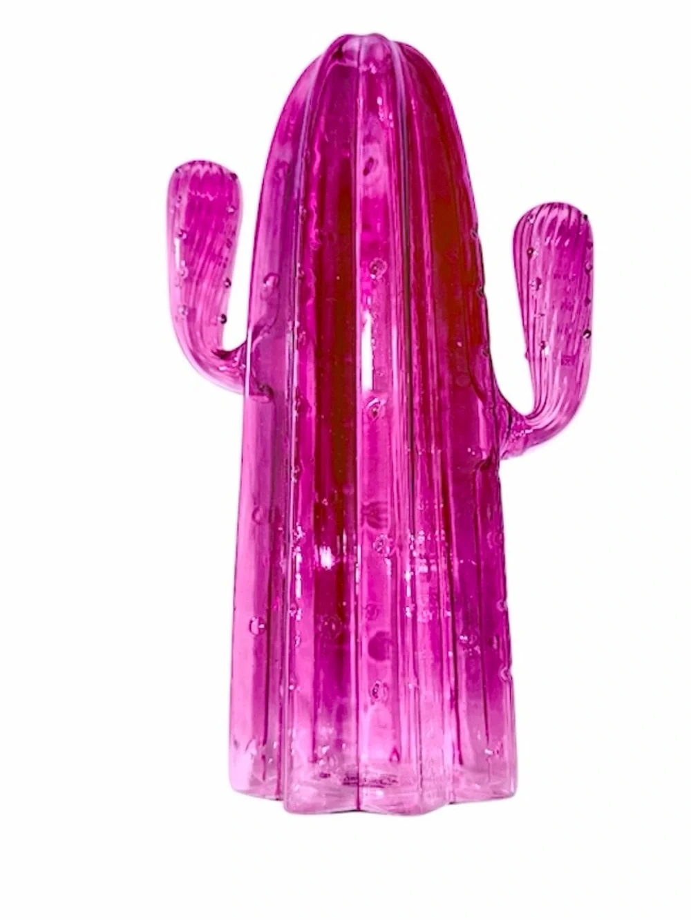 NWOT Anthropologie Pink Hand Blown Glass Cactus Bud Vase